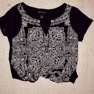 black dress shirt with white lace